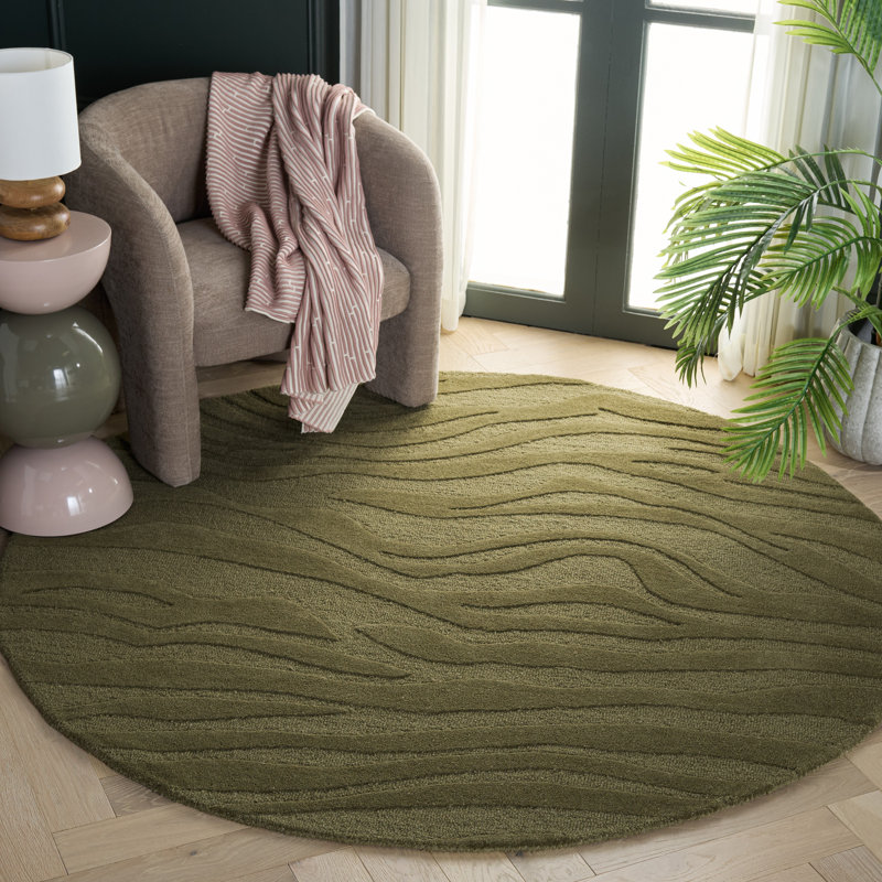 Ebony Hand Tufted Wool,Viscose Abstract Indoor Rug, Round 6'