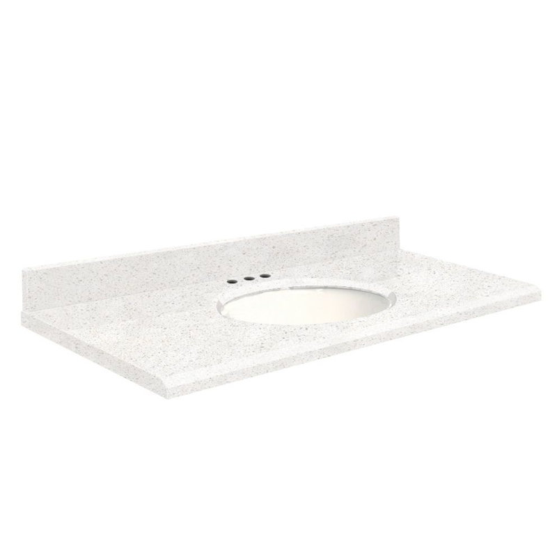 Dessus de salle de bain simple 49 po meuble-lavabo, Côte de Sorrento, Centré de 8 pouces, Blanc