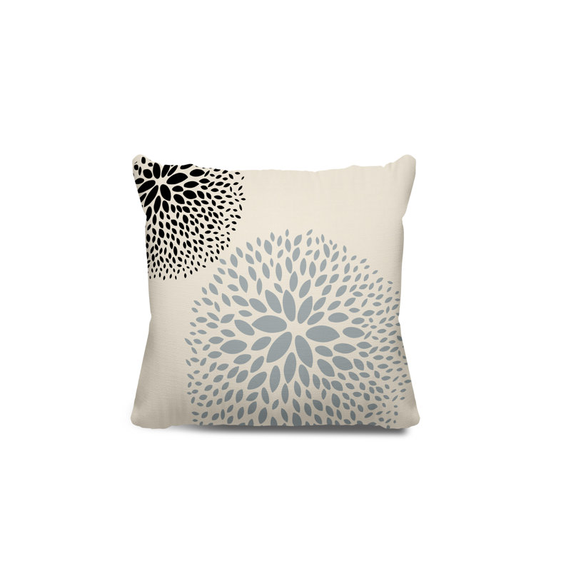 Housse et insert de coussin décoratif intérieur / extérieur Bavière, Gris / Crème / Noir, H 19 po x l 19 po
