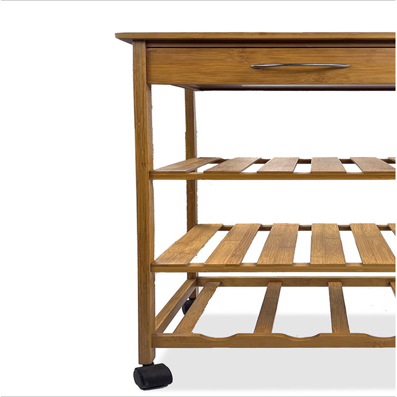 Chariot moderne moderne avec trois tablettes ouvertes et un tiroir de rangement