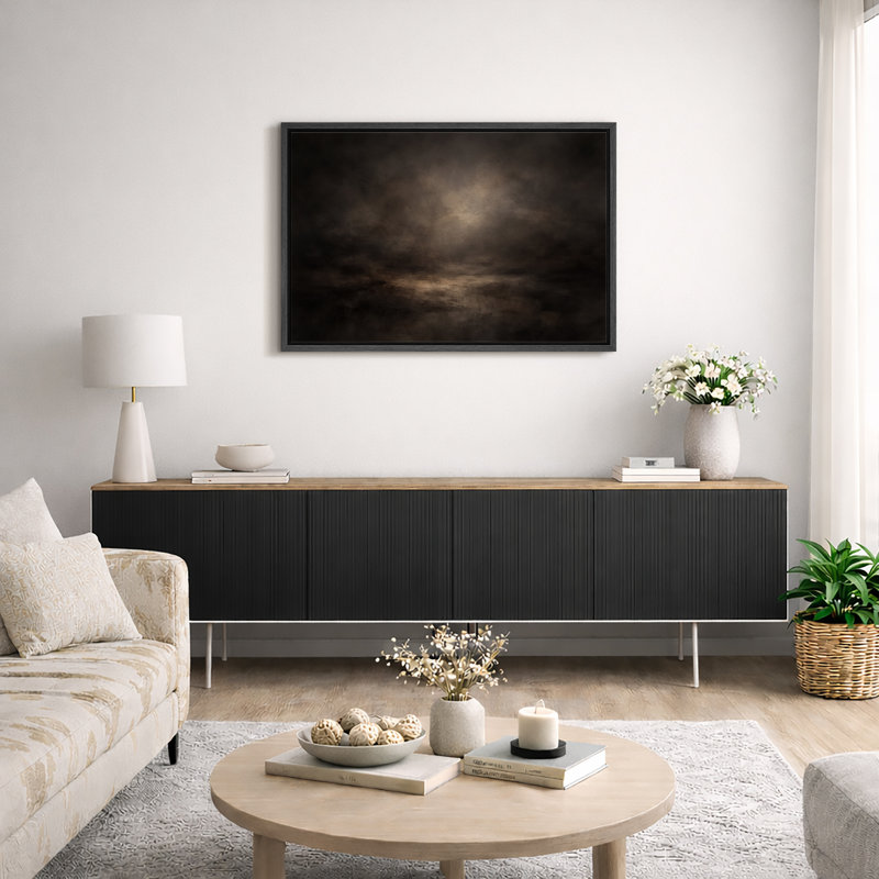 «Abstract Moody Horizon», œuvre d'art abstraite sur toile, impression de giclée sur toile encadrée, Cadre noir