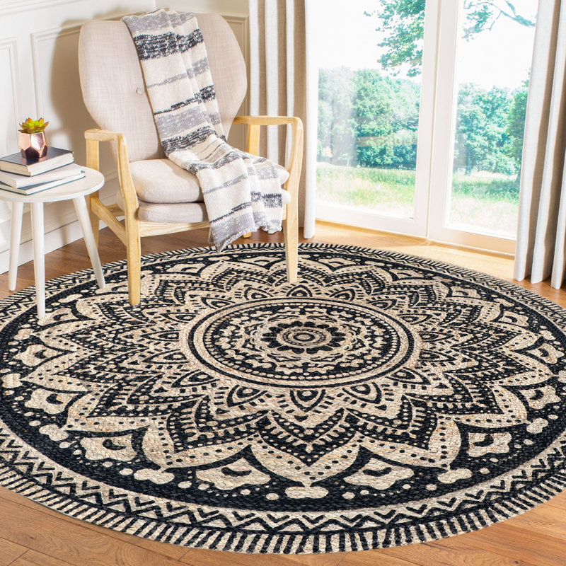 Round Lavinia Geometric Hand Woven Area Rug, Round 200cm