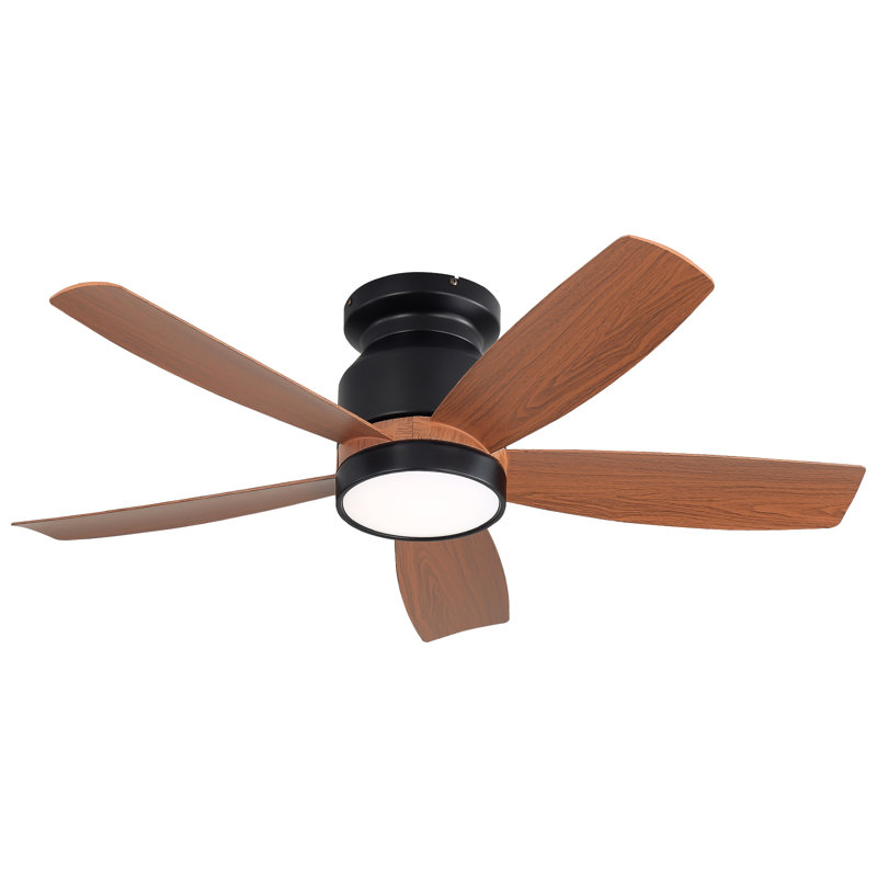 Rita 42" 5-Blade Gold Modern Ceiling Fan Light With 6-Speed Adjustable Wind Speed, Black/Brown Blade