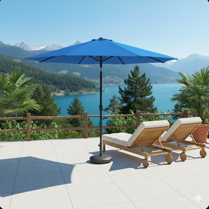 11 ft blue patio umbrella LAUSAINT HOME Deluxe Curvy Cantilever with 360 Rotatio  Lausaint Home This umbrella opens and closes with an auto Crestlive Products - 11-ft Aluminum