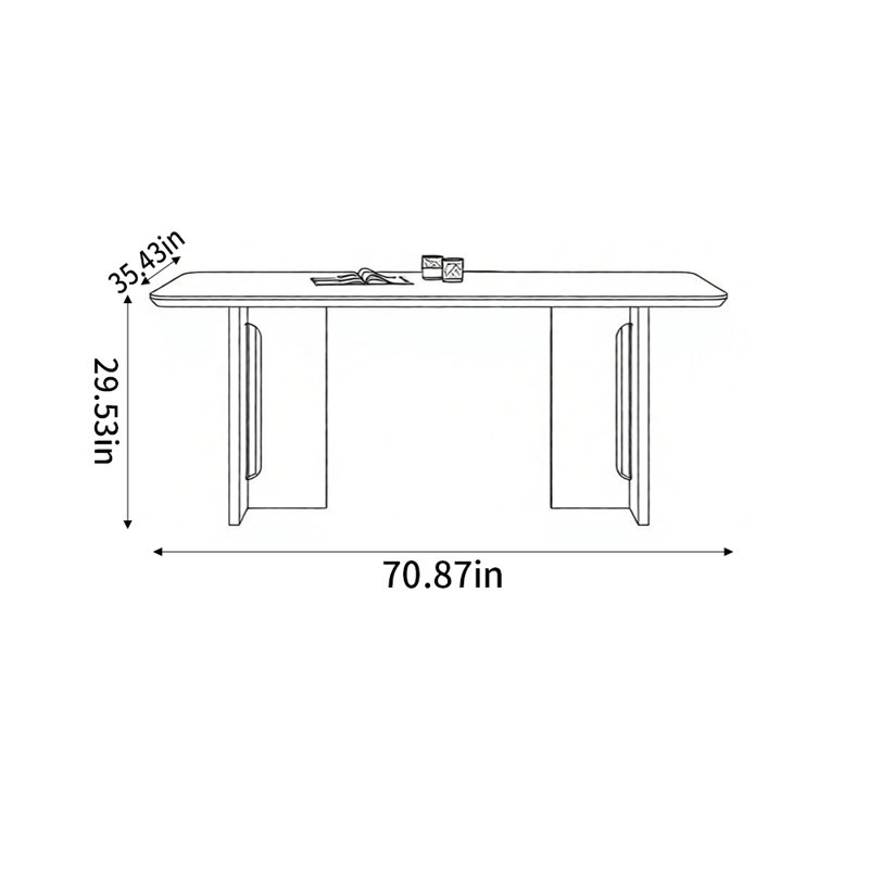 Stylish Elegant Dining Table, 29.53"H x 70.87"L x 35.43"W