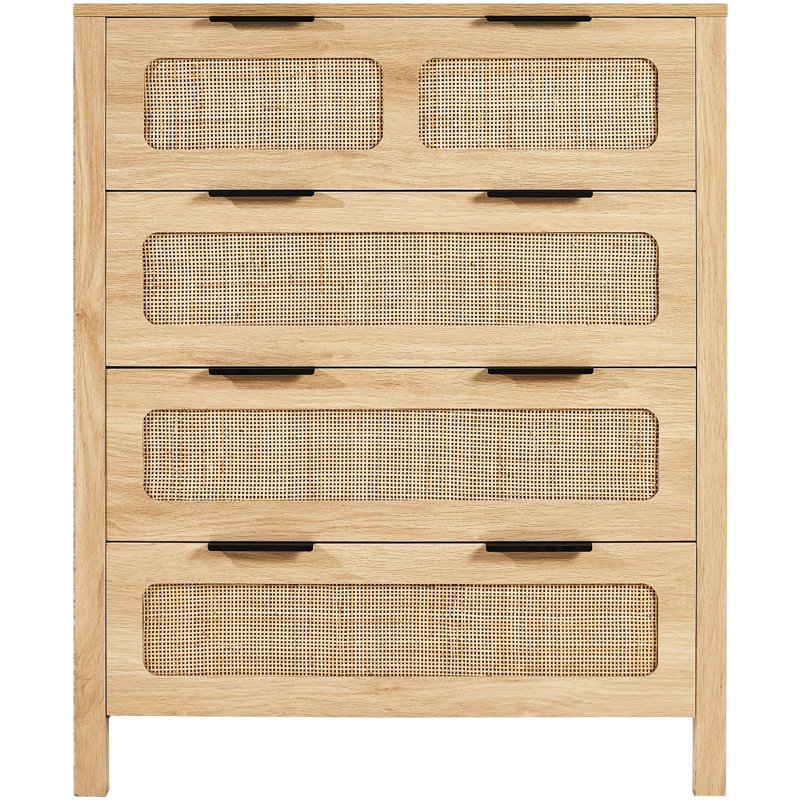 Commode 4 tiroirs en rotin naturel H 35,43 po x l 29,53 po x P 15,75 po 4 pièces