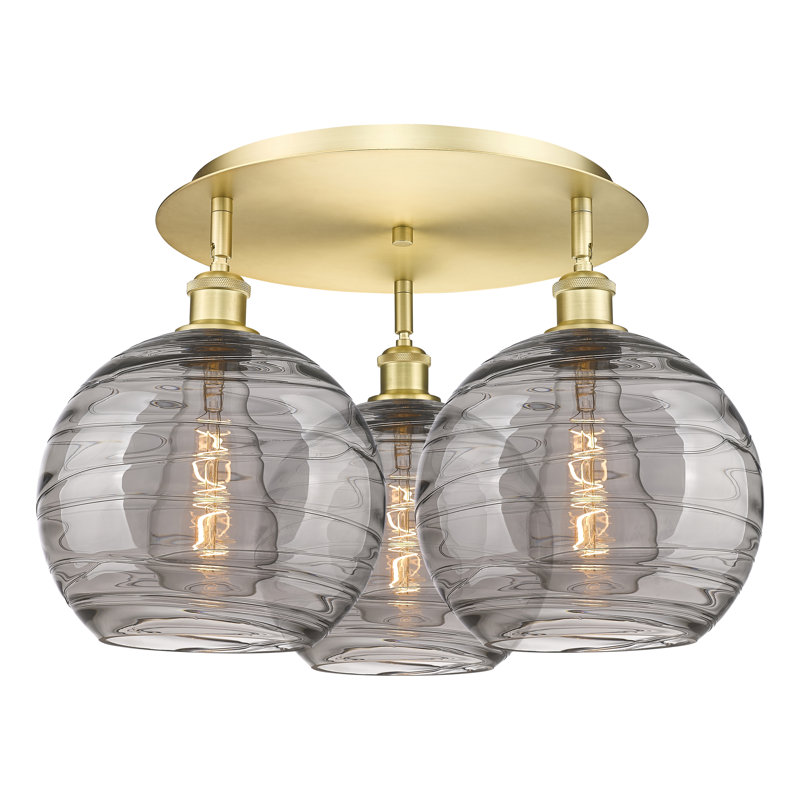 Essex Glass Flush Mount, Satin Gold, 12.63" H x 21.75" W x 21.75" D