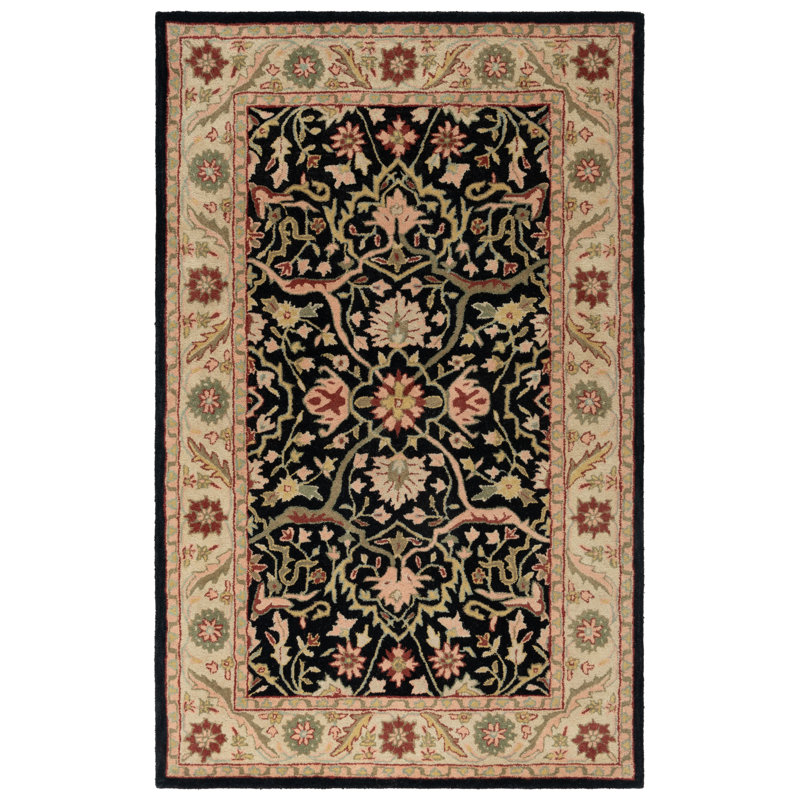 Handmade Black Wool 3' x 5' Tufted Area Rug