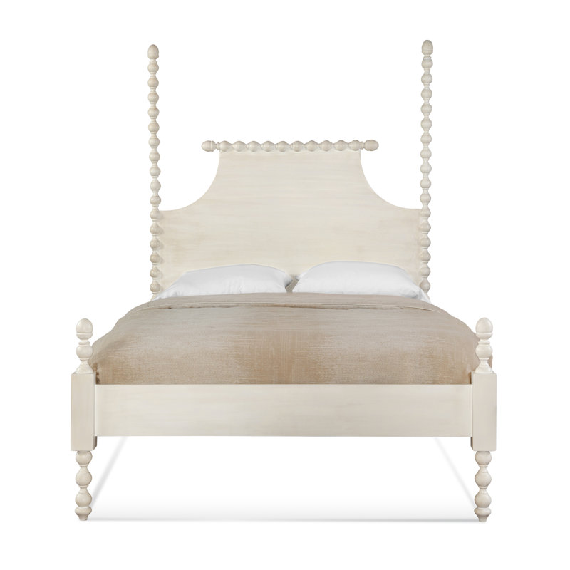 Emily Spindle Four Post Bed, Bisque, Queen