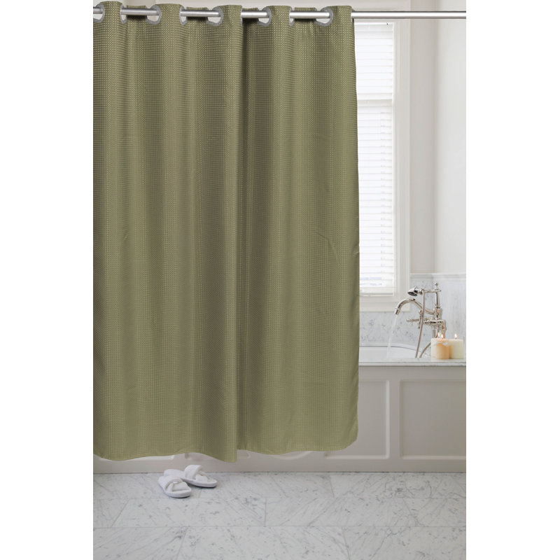 Rideau de douche simple Cyra Waffle Weave, Sauge