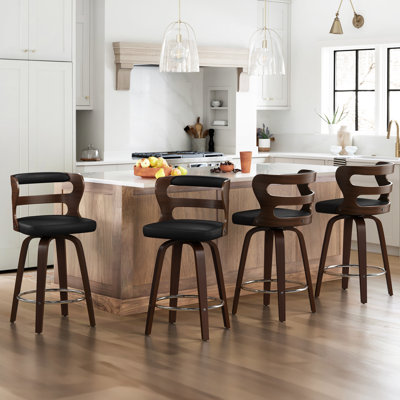 Myrtis Swivel Upholstered Faux Leather Counter Stool