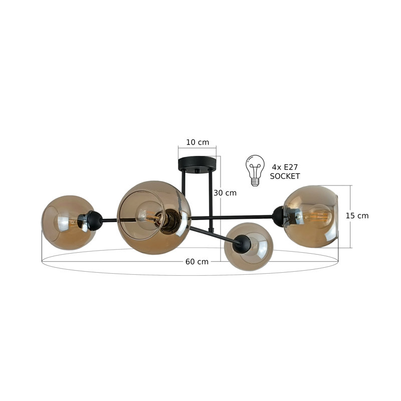 Archimedes Glass Semi Flush Mount, Honey