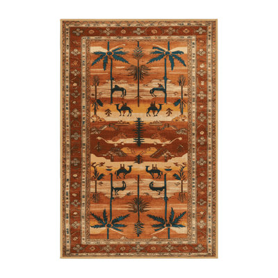 Machine Washable Persian Brown Area Rug