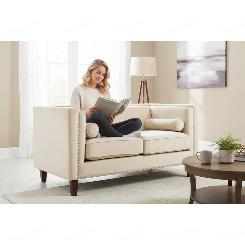 Causeuse capitonnée Chesterfield, Velours - Blanc