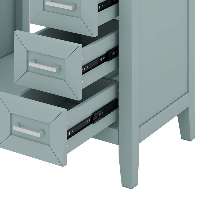 Meuble-lavabo 30 po avec tiroirs, Vert / Argent