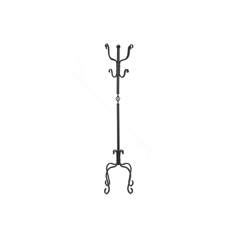 Coat Rack, Hall Tree, Free Standing, 8 Hooks, Entryway, 74"H, Bedroom, Black Metal, Transitional