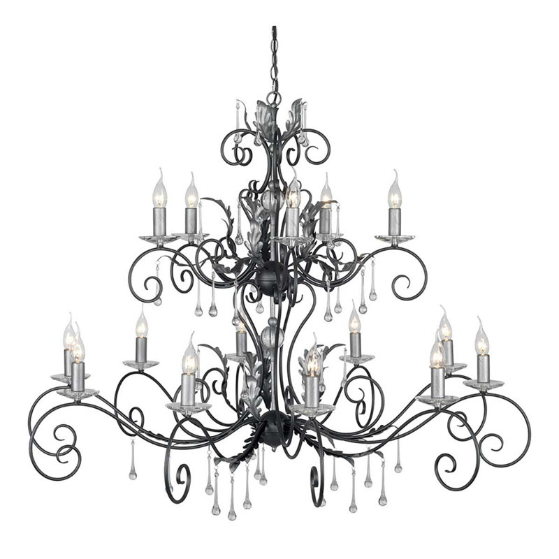 Ballsallagh 15 - Light Candle Style Chandelier, Black/Silver
