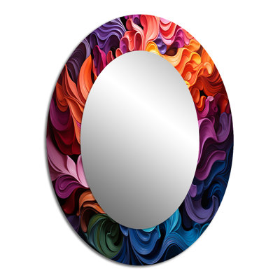 Opt Art Vibrant Illusions II - Multi-Colour Oval Wall Mirror Decor
