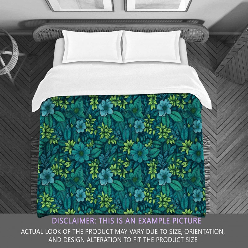 Machine Printed Comforter, Twin Extra Long Comforter, Blue/Green