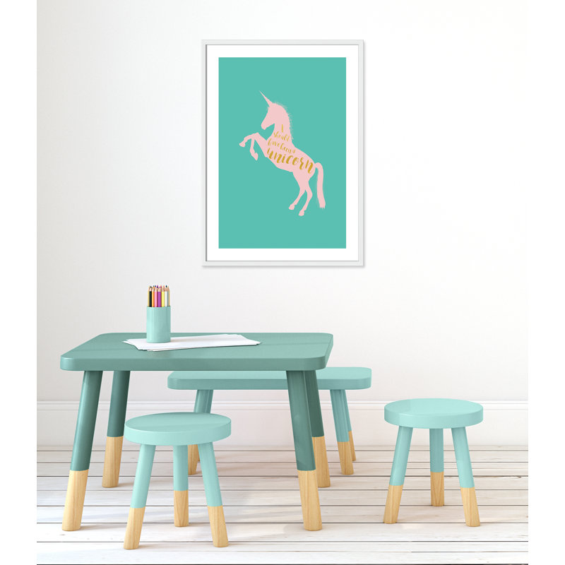 «Aurait dû être une licorne», art encadré, H 34,5 po x l 24,5 po x P 1,18 po, Cadre blanc