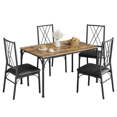 Ensemble de table de salle à manger 5 pièces pour 4 personnes, petite table de cuisine avec chaises rembourrées pour appartements et studios
