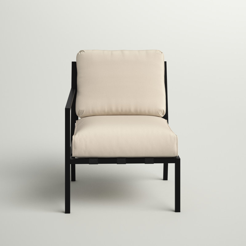 Chaise longue d'extérieur à accoudoir droit en métal avec coussin Abordale