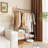 Adryell Solid Wood Clothing Rack, Freestanding Garment Organizer with Bottom Shelf and Side Hooks-311646878