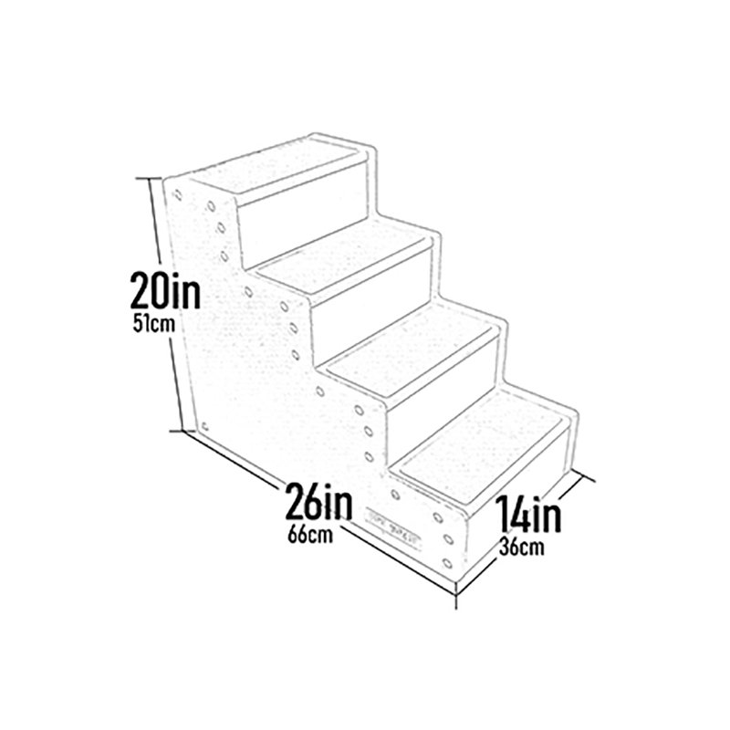 Gray 4-Step Pet Stairs for Small Dogs and Cats