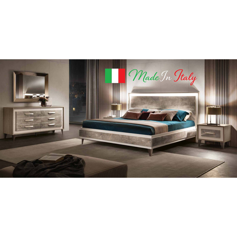 Ensemble de chambre avec grand lit 2 pièces Monaco - Lit et table de chevet, Deux pièces : Lit et table de chevet, Grand lit