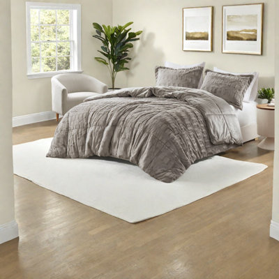 Ensembles de literie de luxe en fausse fourrure, édredon hypoallergénique, design moderne gris