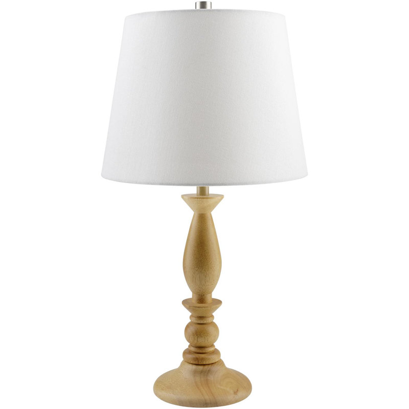 Lampe de table en bois massif Deniqua, Beige