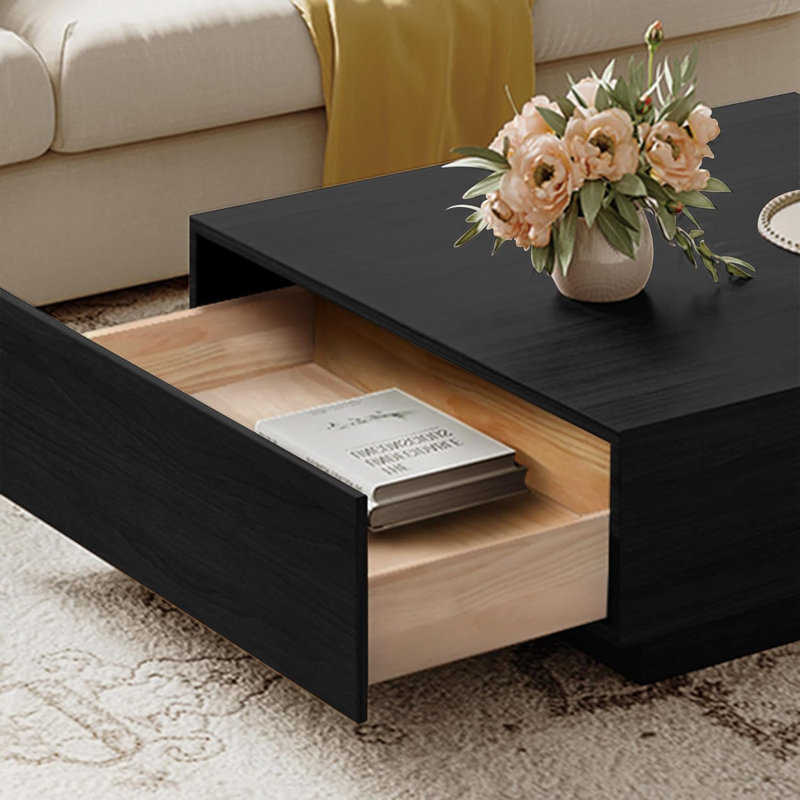 Table basse simple Hellmuth, H 13,78 po x l 39,37 po x P 39,37 po, Noir