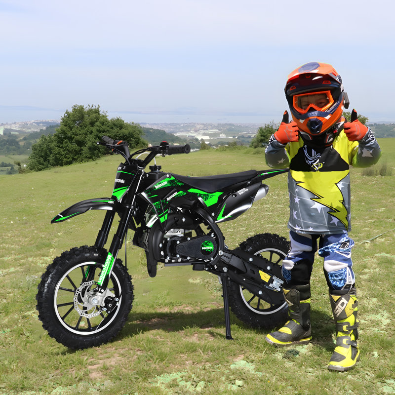 Kids Motorcycle, 49Cc 2-Stroke Gas Powered Motorcycle With Off-Rode Tire (Green)