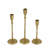 Gold Iron Candlesticks with Round Base - Set of 3