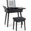 Coiffeuse 27,9 po avec miroir rabattable noir, lumières à DEL, station de charge, 2 tiroirs et panneau, bureau de maquillage pour tabouret de coiffeuse, tiroirs, panneau pour chambre à coucher,