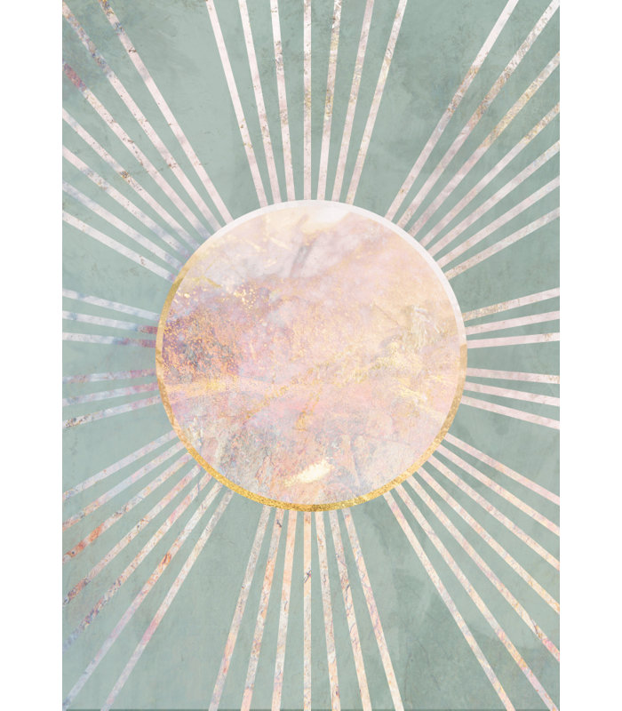 Boho Sun Rays, Sage Green/Beige/Gold, 121.92 cm H x 81.28 cm W