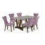Ensemble de salle à manger 7 pièces comprenant une table de cuisine rectangulaire avec pieds en V et 6 chaises de salle à manger Parson en tissu lin foncé Gotham, 91 x 152 cm (36 x 60 pouces).-1219032453-1219032459-1219032462