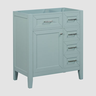Meuble-lavabo de 30 po sans lavabo, base d'armoire seulement, armoire de salle de bain avec tiroirs, structure solide et panneau de fibres à densité moyenne, vert