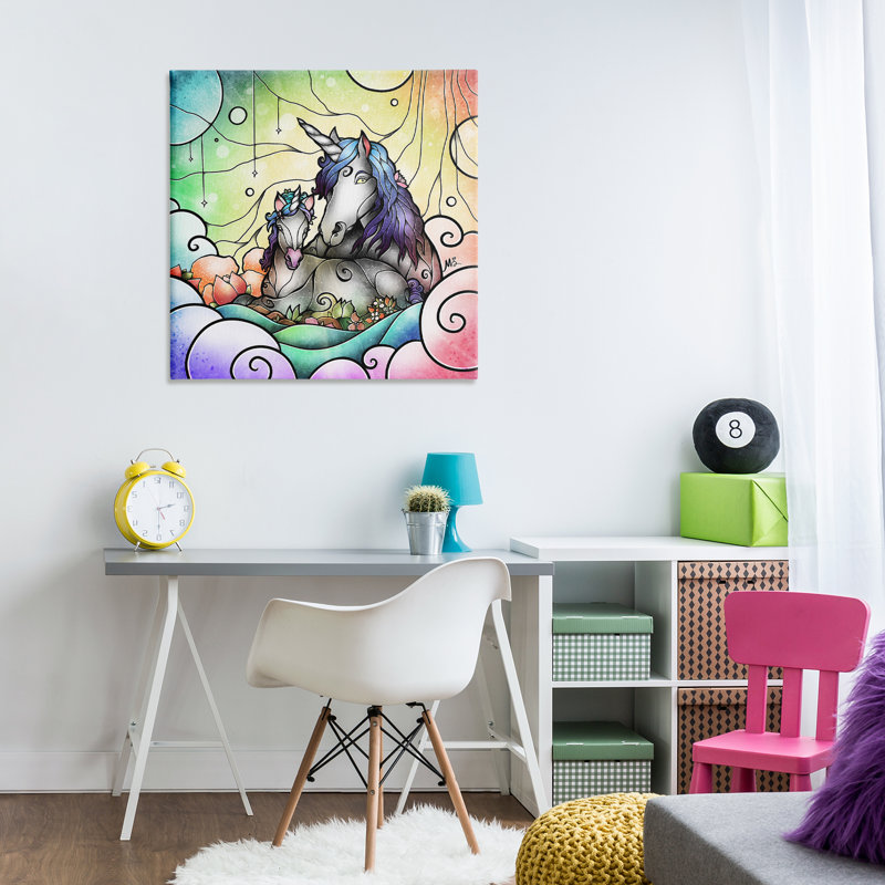 Toile de licorne de style déco, design par Mandie Manzano, H 30 po x l 30 po