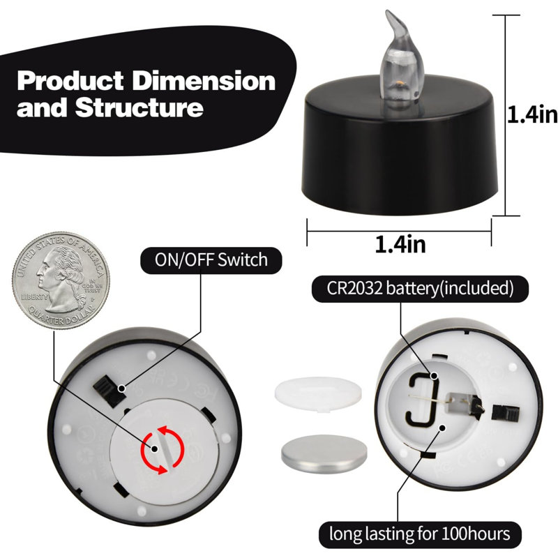 Flameless Tealight Candle, 3.4, 24