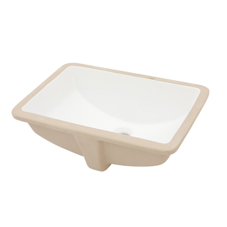 21.5"x15"Ceramic Rectangular Undercounter Mount Bathroom Sink with Overflow Hole