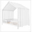 Lit Montessori au sol avec baldaquin, cadre de lit enfant en forme de maison avec hautes barrières, lit enfant en bois avec toit, taille standard-1549407756-1549407757