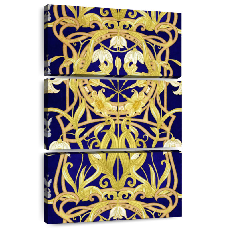 Kerner Retro Golden Flowers, 57" H x 36" W