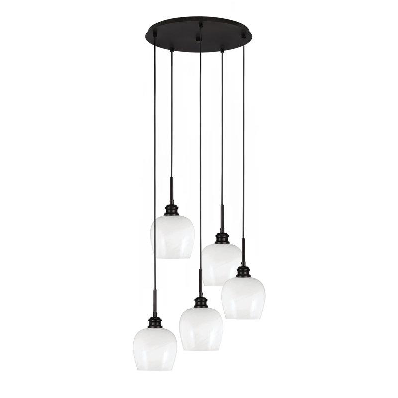 Luminaire suspendu grappe 5 lumières avec verre de 6 po Edge, Espresso