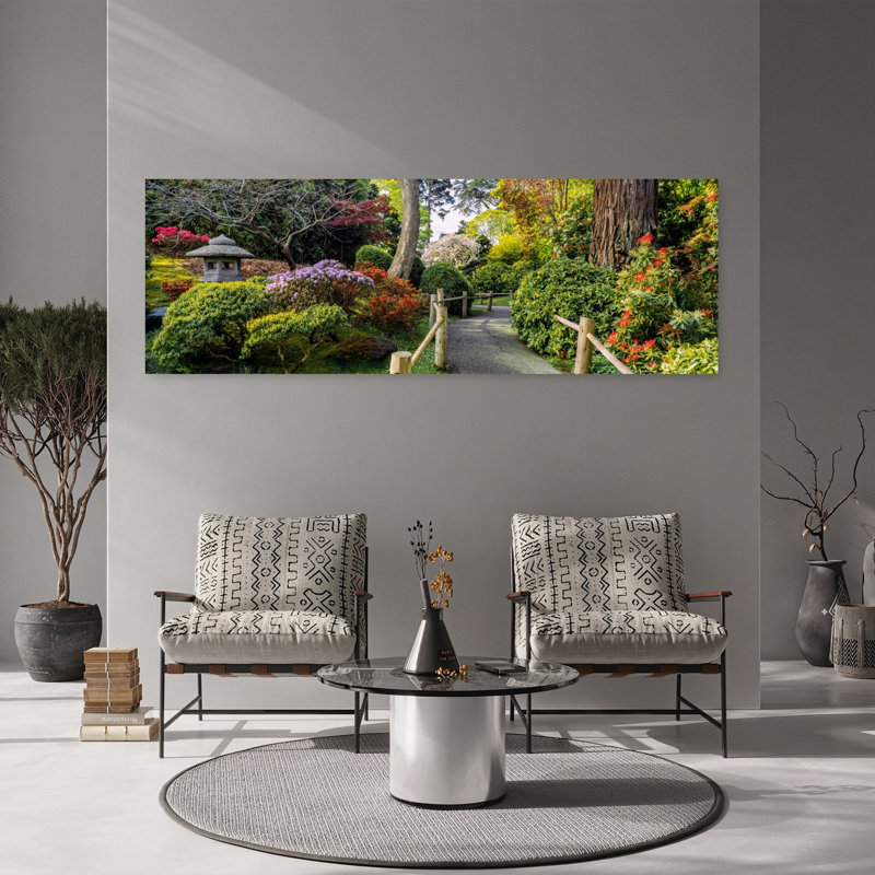 Plants In A Garden Japanese Tea Garden San Francisco California USA by Greg Probst - Wrapped Canvas Panoramic Print