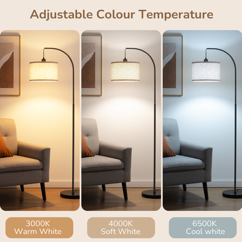 64" Arced/Arc Floor Lamp with Remote Control,Bulb Included, Black
