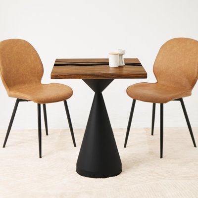 Table de salle à manger carrée en bois époxy de 23 po de diamètre 