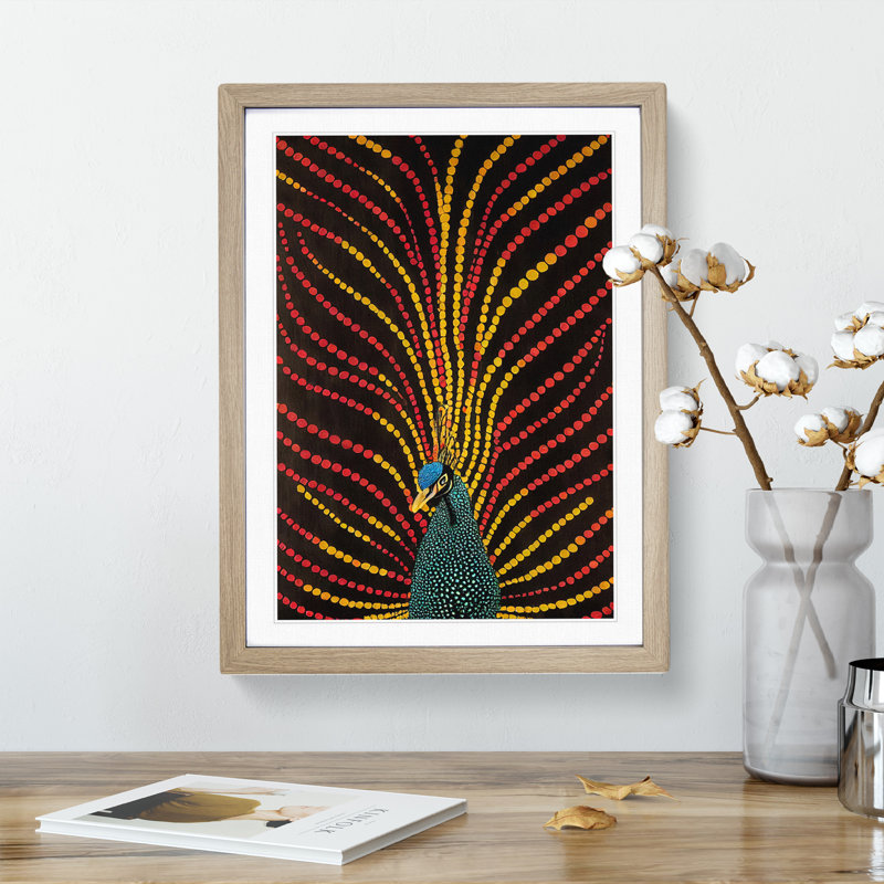 Peacock Dreams - Single Picture Frame Print, 64cm H x 46cm W x 2cm D, Oak Framed
