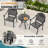 3-Piece Bistro Dining Set, 26.77" Round Table with Umbrella Hole & 2 Stackable Chairs with Red Cushions-1895258393