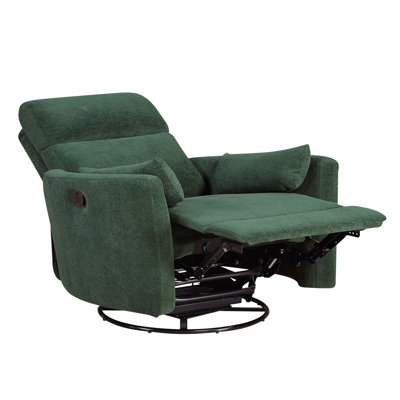 Luxurious Comfort Rotating Recliner Chair Green Microfiber Upholstered Living Room Furniture 1pc Glider Reclining Motion